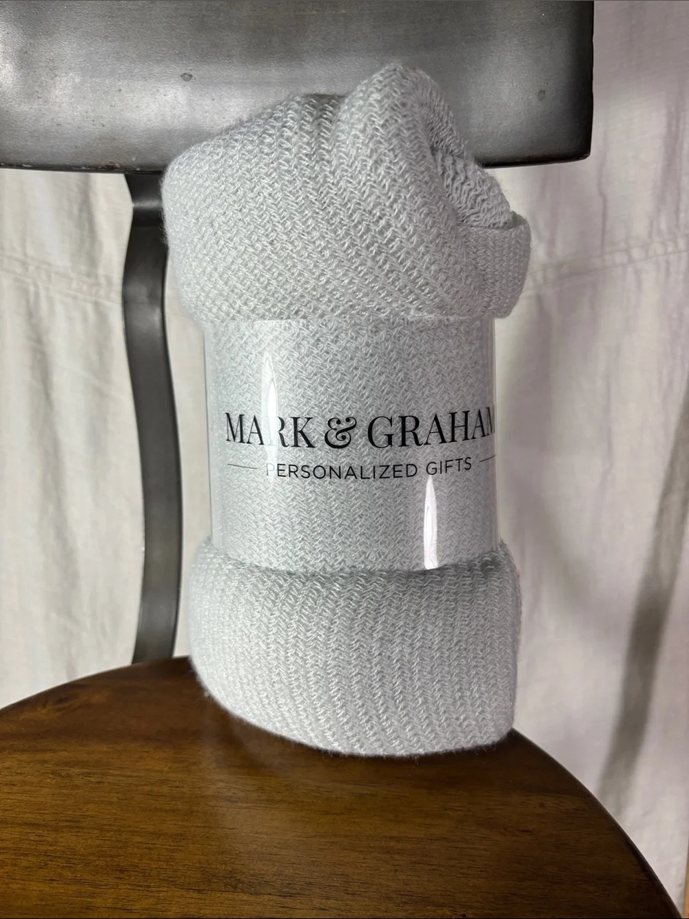 Mark & Graham Cream Knit Throw Blanket